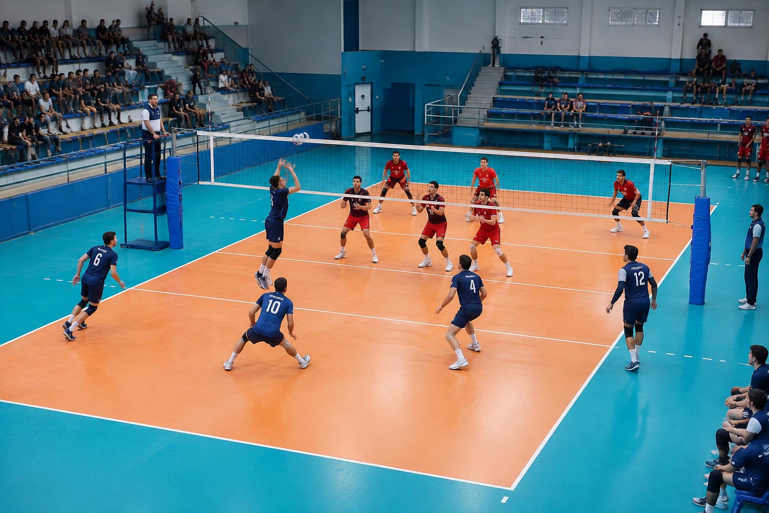 Partido de vóley en una cancha de club